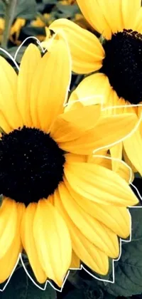 Decorate your phone screen with the stunning live wallpaper featuring two bright yellow sunflowers
