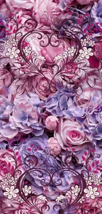 Experience the beauty of baroque-inspired floral artwork on your phone's display with this highly detailed and realistic live wallpaper