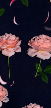 Bring the beauty of nature to your phone with this mesmerizing live wallpaper featuring pink roses and fluttering leaves