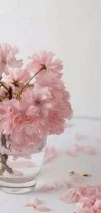 Experience the romanticism of beautiful pink flowers with this stunning phone live wallpaper