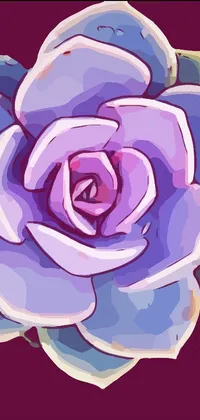 This phone live wallpaper features a stunning, detailed digital painting of a close up flower on a purple background