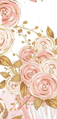 This phone live wallpaper showcases a digital art depiction of a cupcake adorned with delicate flowers