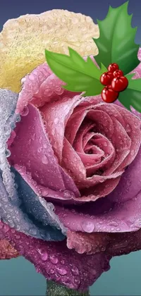 Adorn your phone with this lively and festive live wallpaper featuring a colorful and vibrant bouquet of flowers and berries inspired by nature