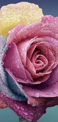 Introducing a stunning phone live wallpaper - a close-up of a flower with glistening water droplets, painted with photo-realistic precision
