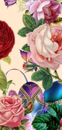 This phone live wallpaper features a marvelous display of digital art composed of a bunch of vibrant flowers arranged closely together