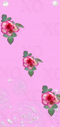 Discover a stunning live wallpaper for your phone featuring a beautifully pink background adorned with lovely roses and romantic hearts