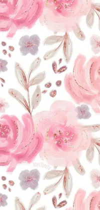 This live wallpaper features a stunning pattern of soft, pink flowers against a white background