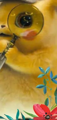 Looking for a playful and charming wallpaper to jazz up your mobile device? Look no further than this delightful live wallpaper featuring a cute and fuzzy rendition of the beloved Pokemon character, Pikachu! With a vibrant and attention-grabbing color scheme, this Reddit-trending image showcases the mischievous creature up close as it brandishes a magnifying glass, lending the design an air of curiosity and exploration