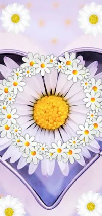 Looking for a vibrant phone wallpaper to make your device stand out? Look no further than this heart-shaped box filled with daisies, customizable picture frame, sleek white wheel rims, and kaleidoscopic patterns