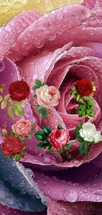 This phone live wallpaper features a gorgeous, digitally painted rose adorned with glistening water droplets