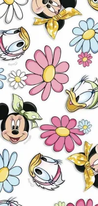 Experience the magic of classic animation with this lively phone live wallpaper! Featuring everyone's favorite characters Mickey Mouse and Pluto, the design is accented with a charming floral pattern