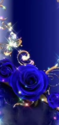 This gorgeous live wallpaper showcases a lovely bunch of blue roses sitting atop a table, rendered in vibrant digital art