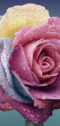 Looking for a stunning live wallpaper for your phone? This photorealistic painting depicts a beautiful flower up close, with water droplets sparkling on its magnificently detailed petals