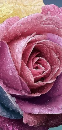 Enjoy a stunning close-up of a flower with water droplets on it with this phone live wallpaper
