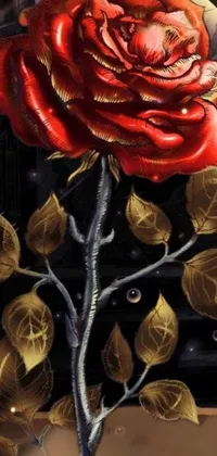 This live wallpaper features an exquisite painting depicting a rose under a glass dome
