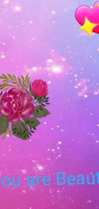 Looking to add a touch of elegance and serenity to your phone screen? Look no further than this stunning live wallpaper! Featuring a beautiful bunch of flowers set against a purple and blue background with a glitter gif, this wallpaper is sure to capture the attention of anyone who sees it