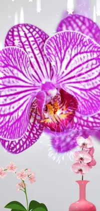 Orchid flowers with neon color and dark background. ai generated