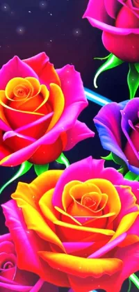 Introducing a phone live wallpaper featuring a stunning bouquet of multicolored roses