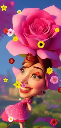 This stunning phone live wallpaper showcases a close-up of a person wearing a flower on their head