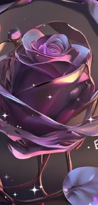 Elevate your phone's aesthetic with this purple rose live wallpaper