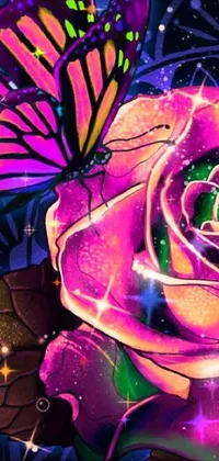 This phone live wallpaper features a strikingly beautiful, digitally painted floral artwork