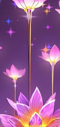 This live wallpaper features a group of pink flowers showcased on a table, beautifully set against a serene lotus pond