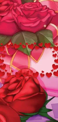 This phone live wallpaper features a stunning digital illustration of a bouquet of roses