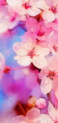 This digital art wallpaper showcases a bouquet of blossoming flowers on a tree