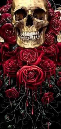 Skull and 2024 roses wallpaper