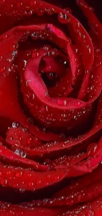 Gaze upon the enchanting beauty of a crimson rose with this phone live wallpaper