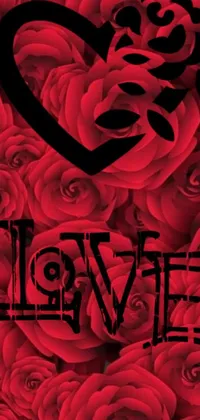 This phone live wallpaper showcases a lovely bunch of red roses organized to form the shape of a heart