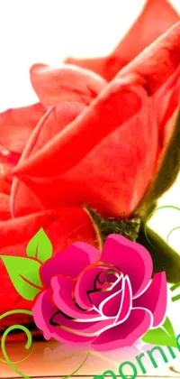 Enhance your phone screen with this gorgeous live wallpaper featuring a pink rose and lush green vines