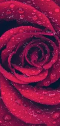 This stunning phone live wallpaper features a rich, deep pink rose with intricate details and delicate water droplets on its petals