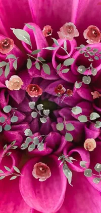 This exquisite live wallpaper boasts a high-quality digital rendering of a pink flower, framed by lush green leaves