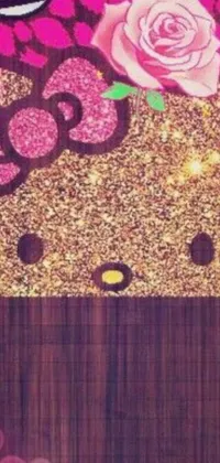 This stunning phone wallpaper is a must-have for any Hello Kitty fan! The cute character takes center stage in a Tumblr-inspired design, while a sparkling gold background adds a touch of glamour