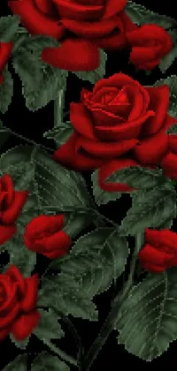 Get mesmerized by this beautifully designed phone live wallpaper featuring a bouquet of red roses with green leaves