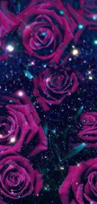 This phone live wallpaper showcases vibrant red roses in stunning digital art