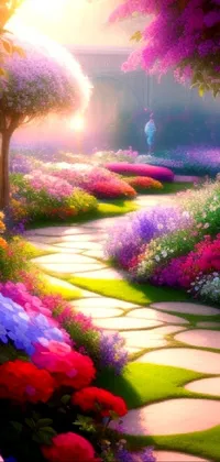 Looking for a stunning live wallpaper for your phone? Check out this beautiful garden filled with colorful flowers and fluttering butterflies