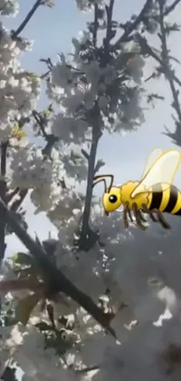 Transform your phone screen with this stunning live wallpaper featuring a buzzing bee nestled within a tree