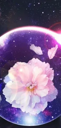 Add some magic to your phone with a beautiful live wallpaper featuring a glass ball with a flower inside of it