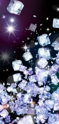 Get charmed by this stunning phone live wallpaper of floating ice cubes and glittering stars