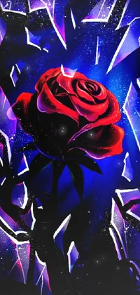 Unleash the beauty of nature by setting this stunning phone live wallpaper! Featuring a digital painting of a red rose close-up on a purple background, this design is a visual delight for all the eyes