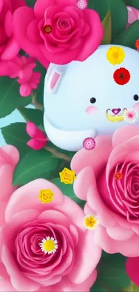 This stunning phone live wallpaper features a close-up of gorgeous pink roses in stunning 3D digital art
