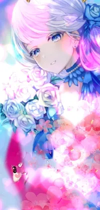 Magical Girl with Flower Bouquet Live Wallpaper - free download