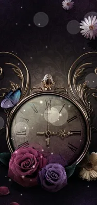 Flower Purple Clock Live Wallpaper