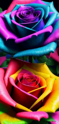 Flower Rainbow Rose Plant Live Wallpaper