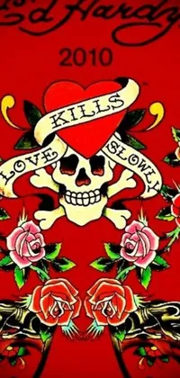 Looking for a dark and rebellious atmosphere for your phone? Check out this skull and roses live wallpaper