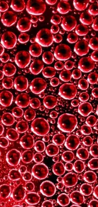 This phone live wallpaper boasts beautifully detailed bubbles in various sizes, shapes, and colors, set against a rich red background that creates vivid contrast
