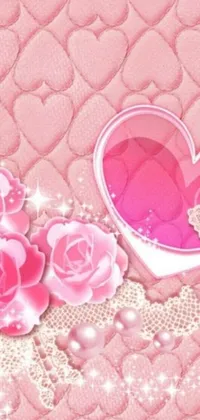 This phone live wallpaper features a stunning pink background with intricate floral details