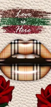 This phone live wallpaper features a digital rendering of lush roses and seductive lips, perfect for those who love a touch of romance and sensuality in their daily device experience